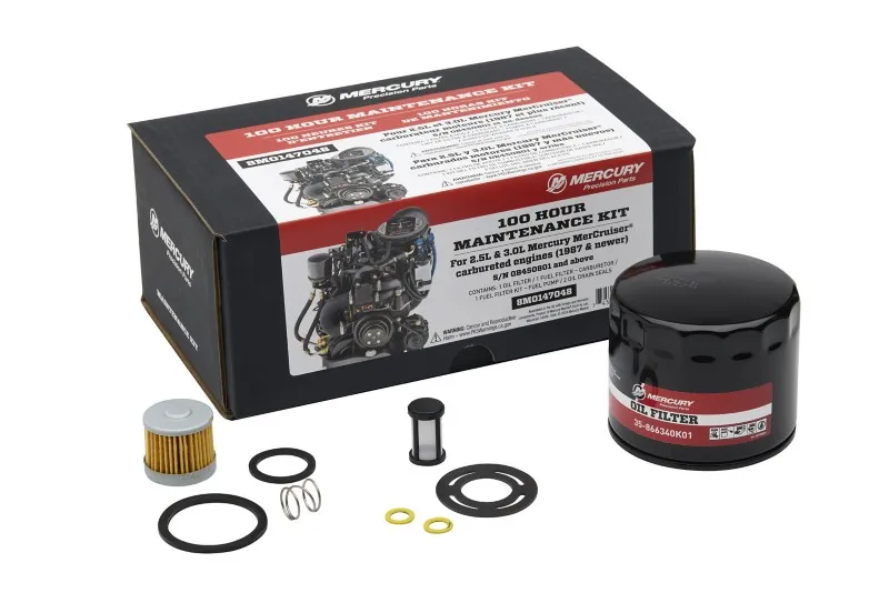 [8M0147048] MERCURY MERCRUISER 2.5L & 3.0L CARBURETED ENGINE 100-HOUR MAINTENANCE KIT (8M0147048)