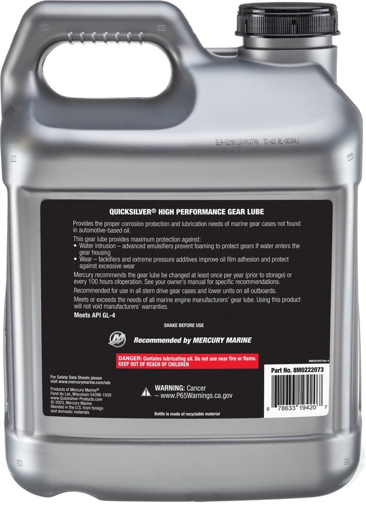 [92 8M0222073] QUICKSILVER SAE 90 GEAR LUBE - 9.46 L (8M0222073)
