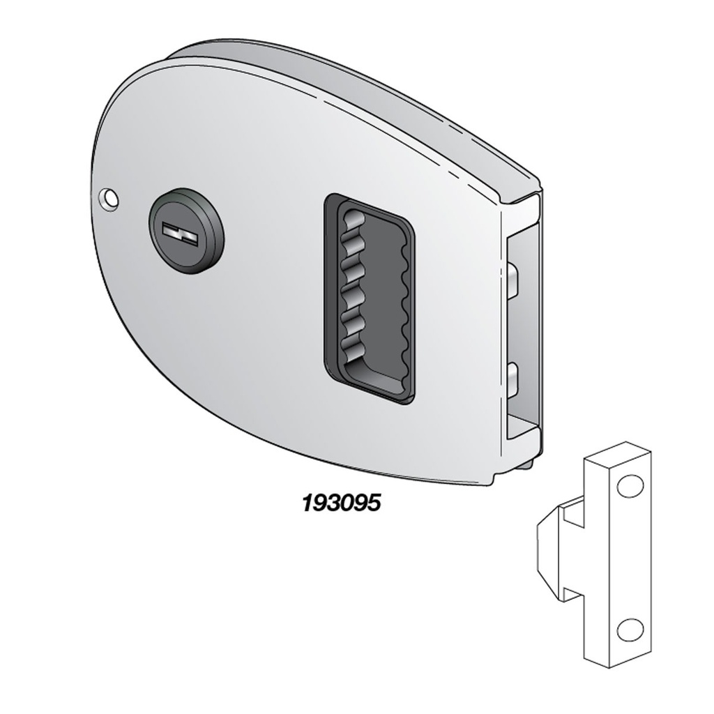 [193095-BLA] SOUTHCO OVAL SLIDING DOOR LOCK STAINLESS STEEL WITH 2 KEYS (193095)