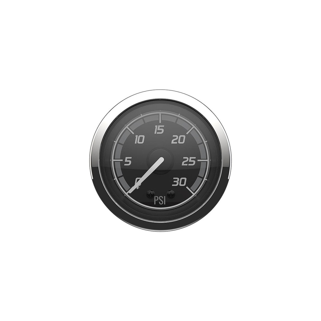 [79 8M6020007] WATER PRESSURE GAUGE 0-30 MERCURY CLASSIC - BLACK FACE - CHROME BEZEL (8M6020007)