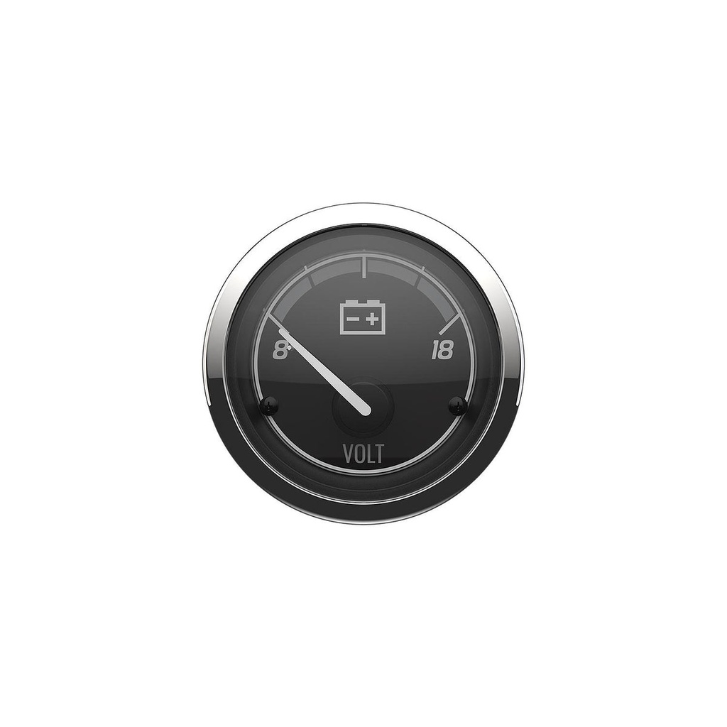 [79 8M6020009] VOLTMETER GAUGE 8-18V MERCURY CLASSIC - BLACK FACE - CHROME BEZEL (8M6020009)