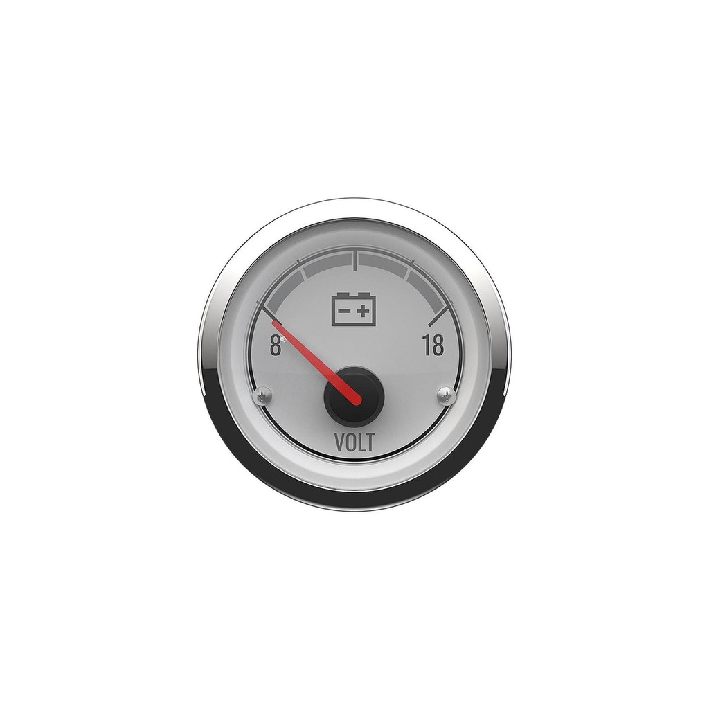 [79 8M6020021] VOLTMETER 8-18V MERCURY CLASSIC - WHITE FACE - CHROME BEZEL (8M6020021)