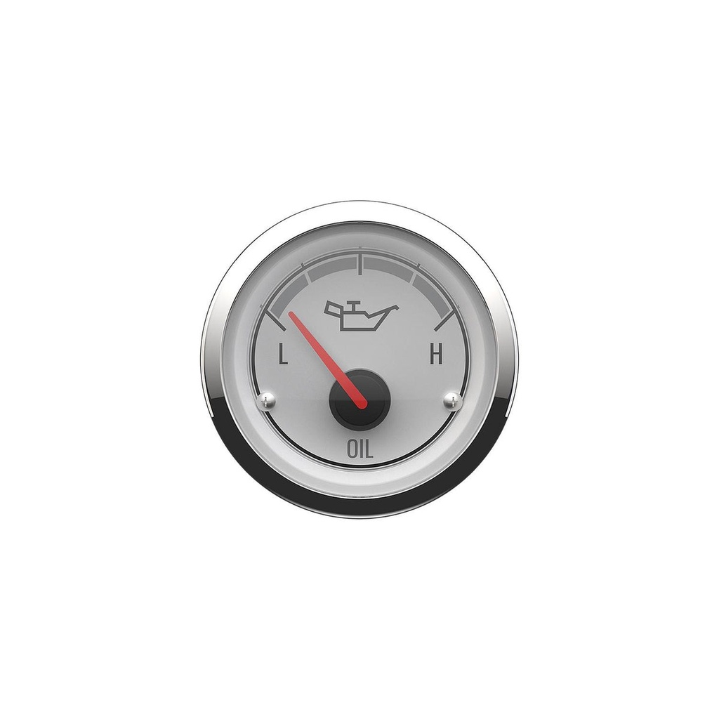 [79 8M6020024] OIL PRESSURE GAUGE L-H MERCURY CLASSIC - WHITE FACE - CHROME BEZEL (8M6020024)