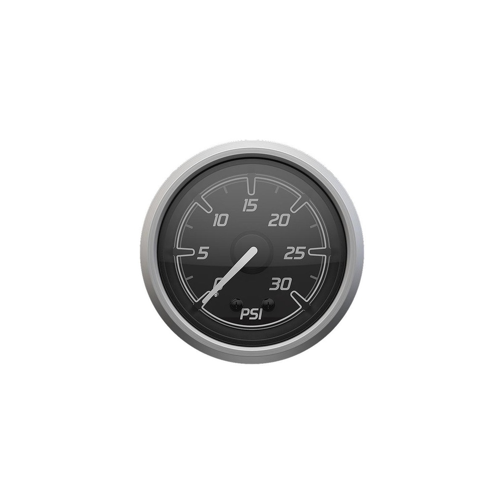 [79 8M6020043] WATER PRESSURE GAUGE 0-30 MERCURY SPORT - BLACK FACE - BRUSHED BEZEL (8M6020043)