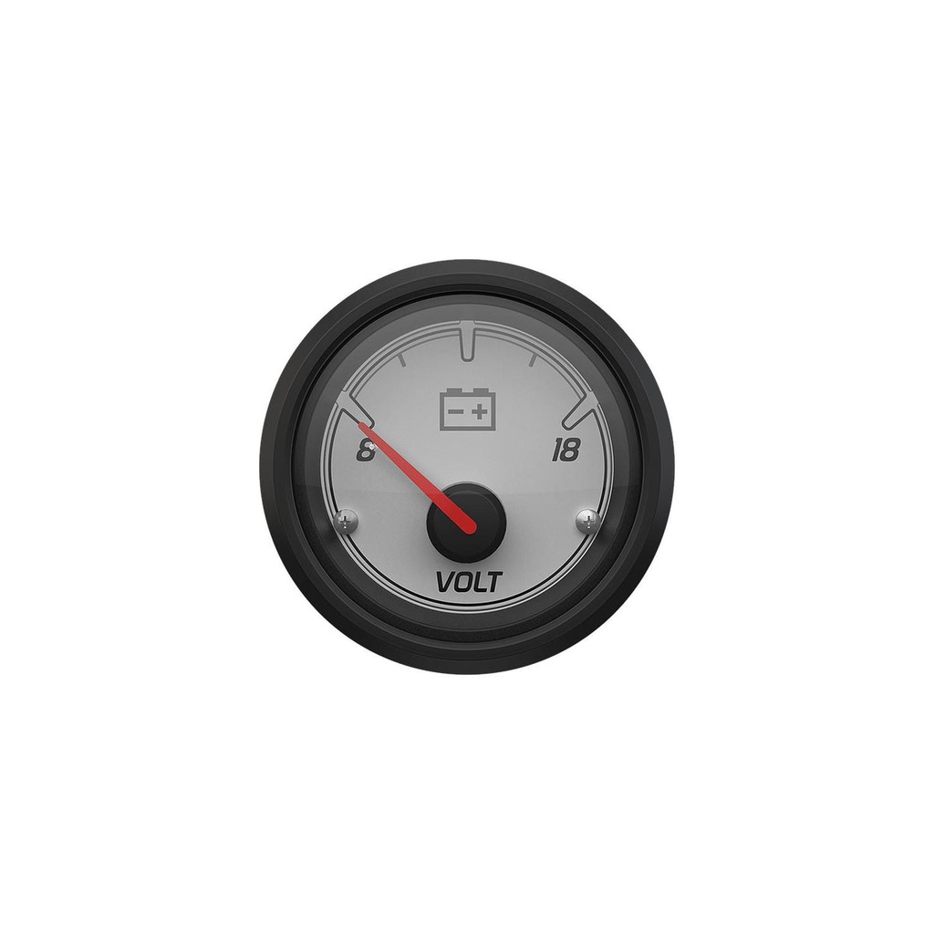 [79 8M6020057] VOLTMETER 8-18V MERCURY SPORT - WHITE FACE - BLACK BEZEL (8M6020057)