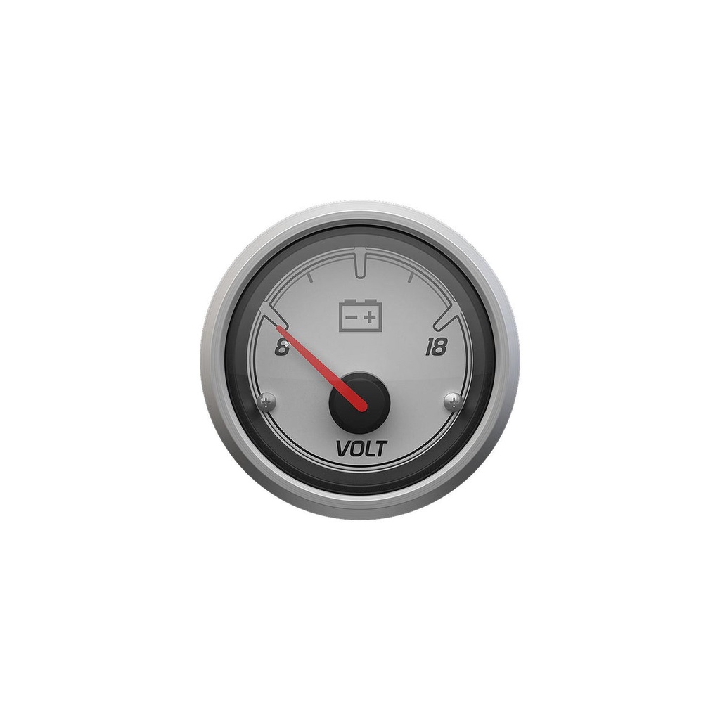 [79 8M6020069] VOLTMETER 8-18V MERCURY SPORT - WHITE FACE - BRUSHED BEZEL (8M6020069)