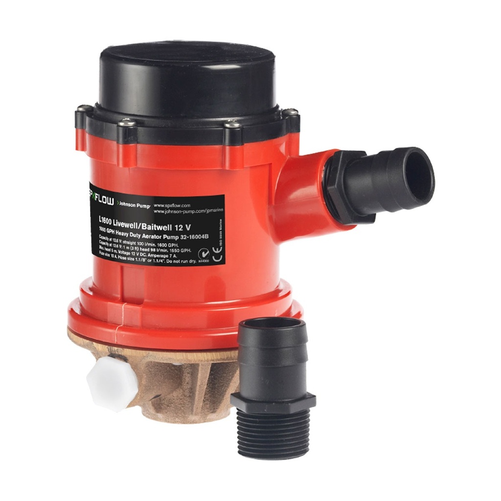 [131866-BLA] JOHNSON PUMP PRO SERIES LIVEWELL/BAITWELL PUMP 1600GPH 12V (131866)