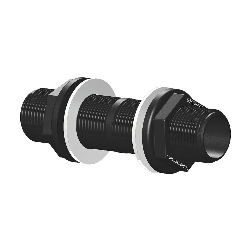 [138645-BLA] TRU DESIGN THROUGH BULKHEAD CONNECTOR 1" BSP (138645)