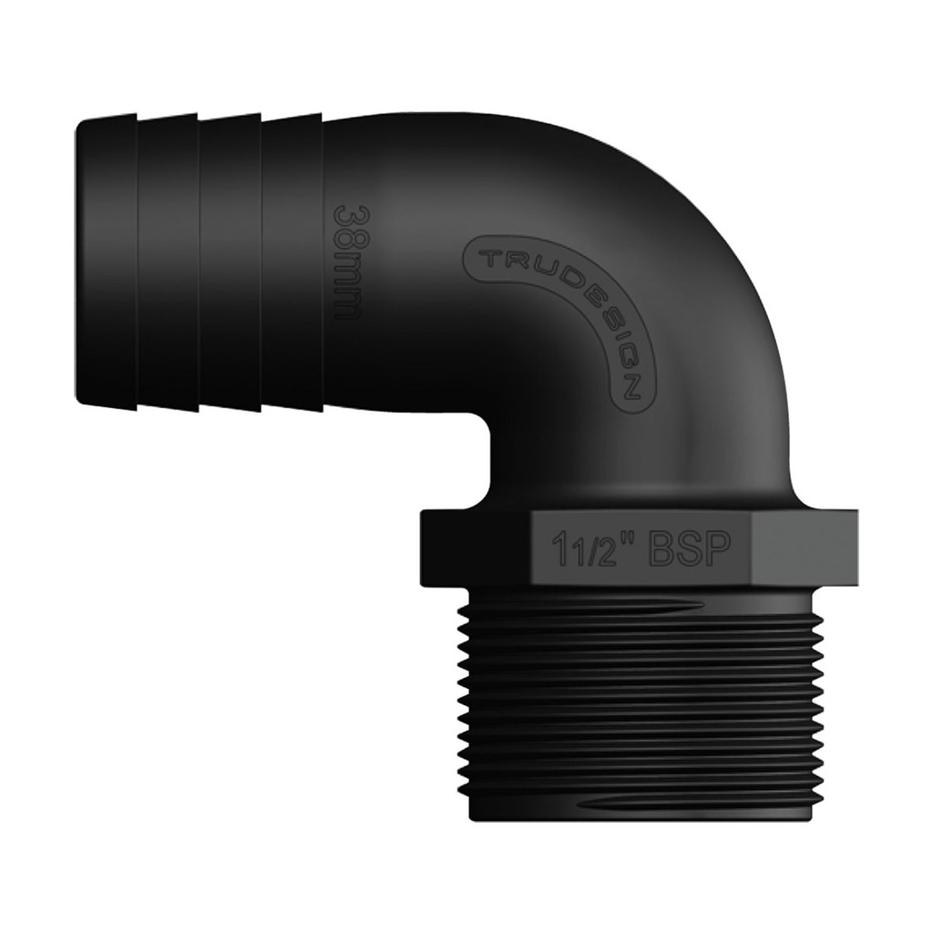 [138684-BLA] TRU DESIGN 90° ELBOW HOSE TAIL 13MM X 1/2" BSP (138684)