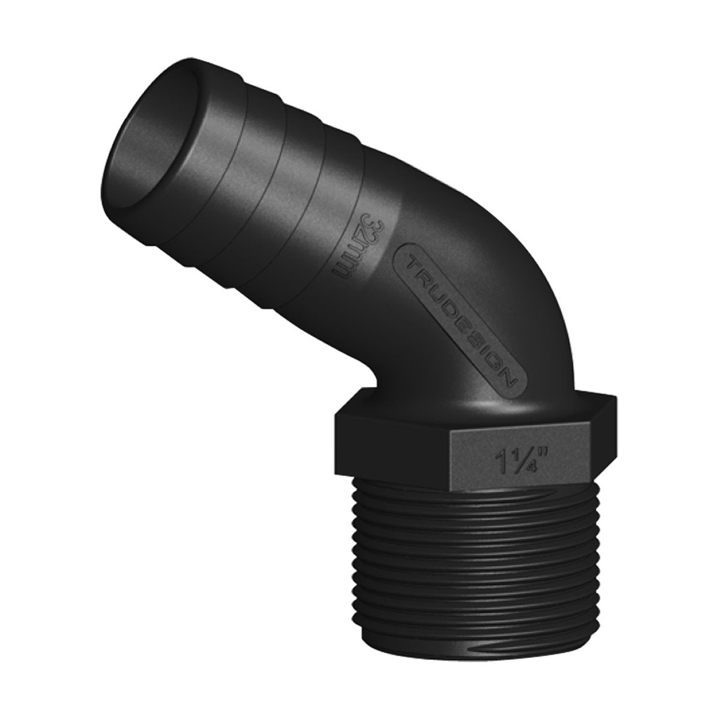 [138695-BLA] TRU DESIGN 120° ELBOW HOSE TAIL 32MM X 1 1/4BSP (138695)