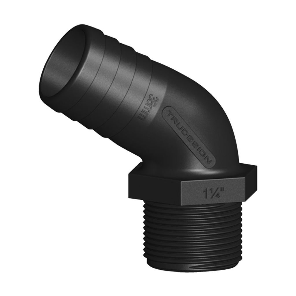 [138696-BLA] TRU DESIGN 120° ELBOW HOSE TAIL 38MM X 1 1/4BSP (138696)