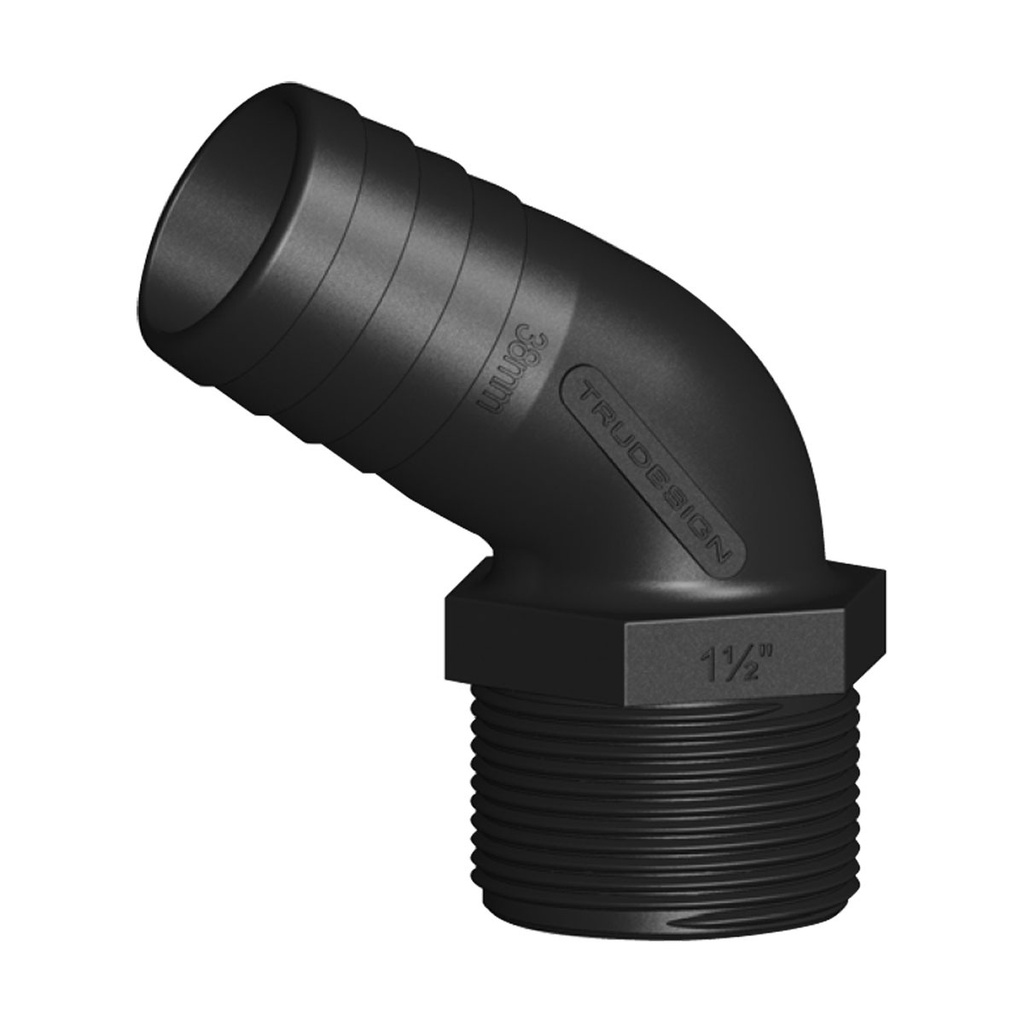 [138697-BLA] TRU DESIGN 120° ELBOW HOSE TAIL 38MM X 1 1/2BSP (138697)