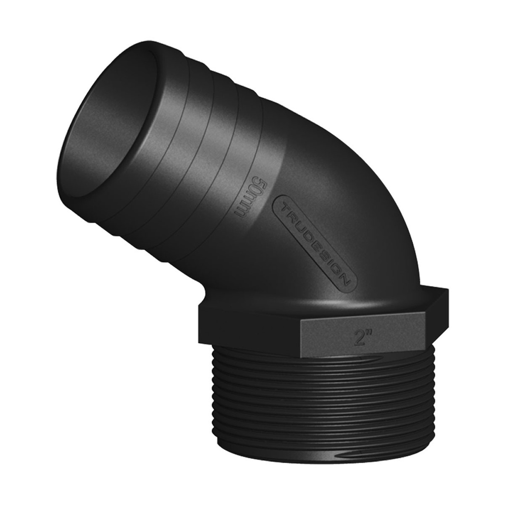 [138698-BLA] TRU DESIGN 120° ELBOW HOSE TAIL 50MM X 2" BSP (138698)