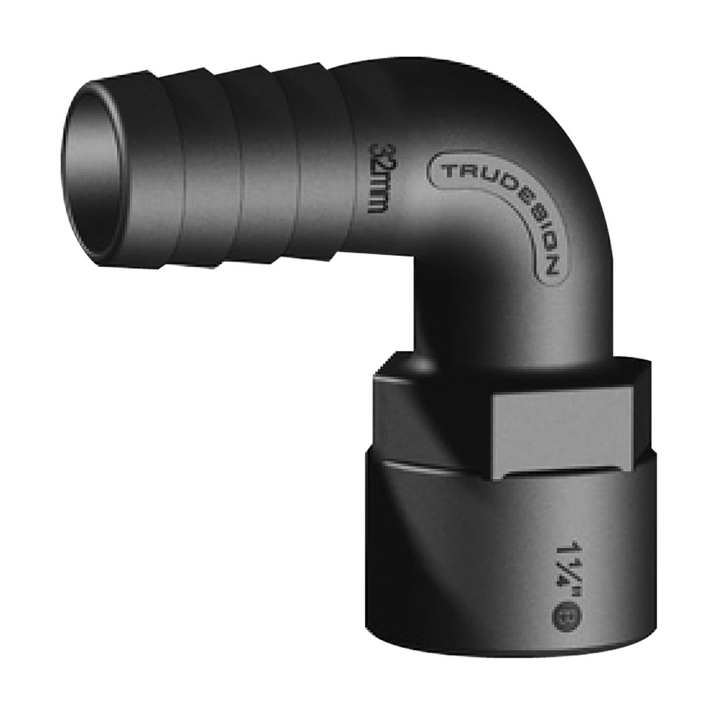 [138703-BLA] TRU DESIGN 90° ELBOW FEMALE HOSE TAIL 38MM X 1 1/2" BSP (138703)