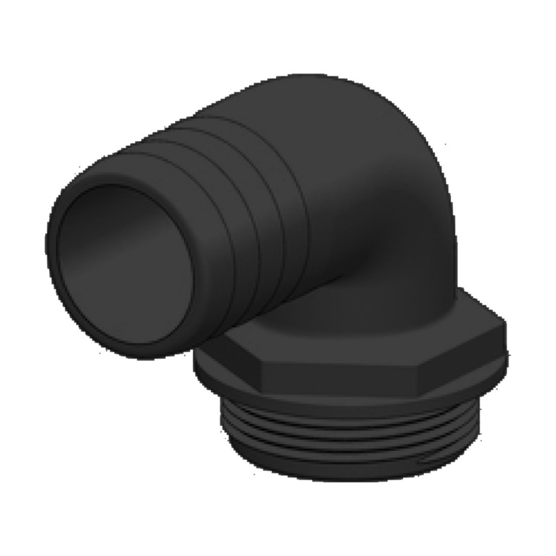 [138752BLK-BLA] TRU DESIGN AQUAVALVE 90° HOSE TAIL 38MM BLACK (138752BLK)