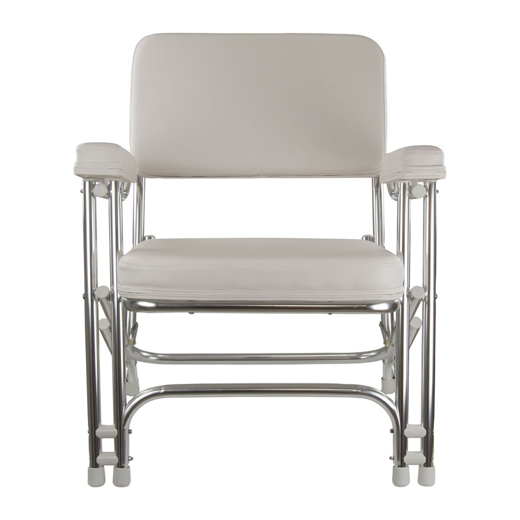 [181410-BLA] BLA DECK CHAIR FOLDING ALLOY FRAME WITH WHITE PADS (181410)