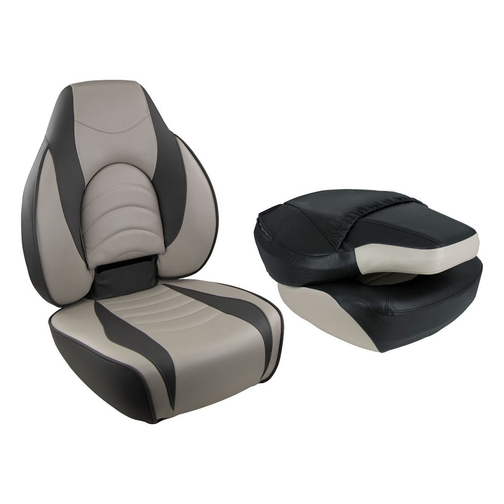 [181916-BLA] BLA FISH PRO HIGH BACK FOLD DOWN SEAT CHARCOAL/GREY (181916)