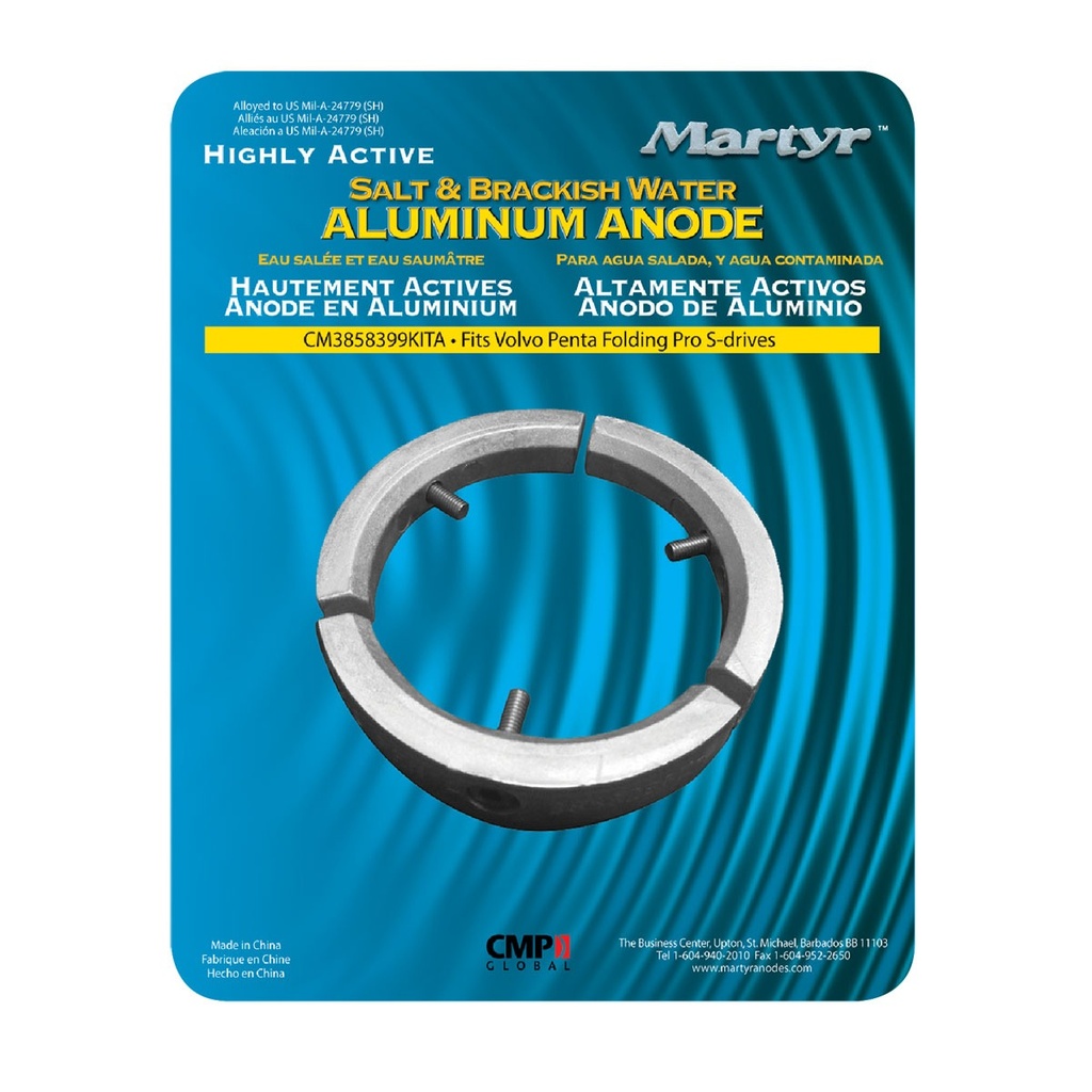 [191526-BLA] MARTYR KIT ANODE ALLUMINIUM VOLVO 4 BLADE FOLDING PROPELLER (191526)