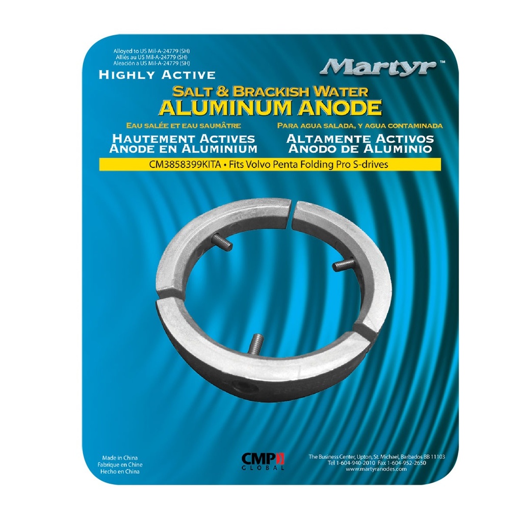 [191540-BLA] MARTYR KIT ANODE ALLUMINIUM VOLVO D25A, B, C, D, E, F (191540)