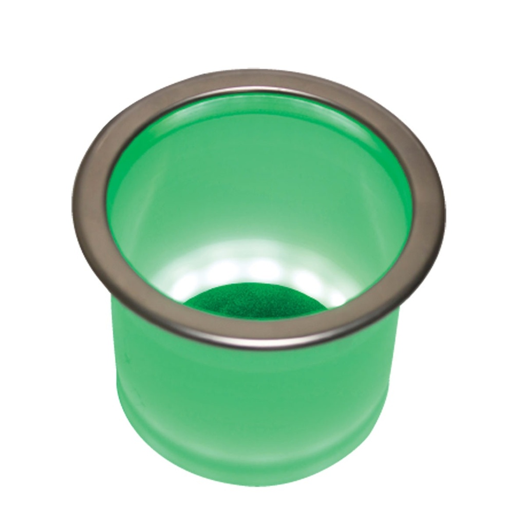 [194117-BLA] T-H MARINE RECESSED LED STAINLESS STEEL DRINK HOLDER GREEN (194117)