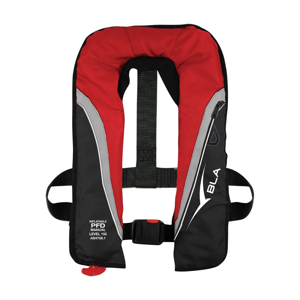 [241054-BLA] BLA INFLATABLE MANUAL LEVEL 150 PFD RED/BLACK ADULT (241054)