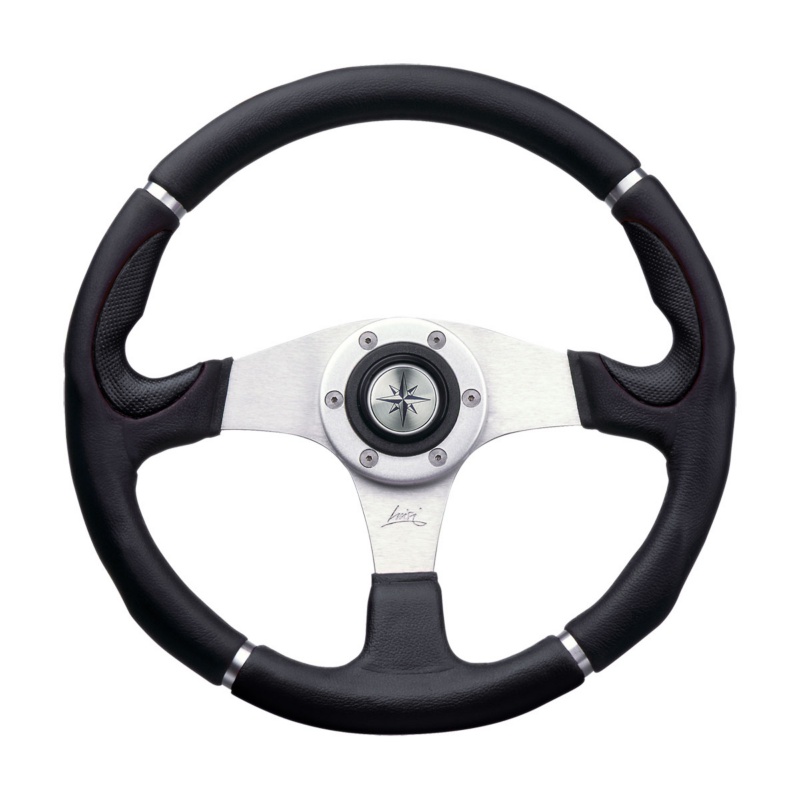 [271172-BLA] LUISI ORION STEERING WHEEL ALLOY 3 SPOKE 355MM SIL/BLK W/MED (271172)