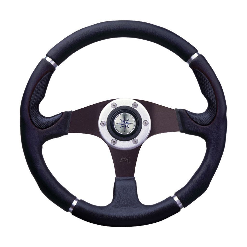 [271174-BLA] LUISI ORION STEERING WHEEL ALLOY 3 SPOKE 355MM BLK/BLK W/MED (271174)