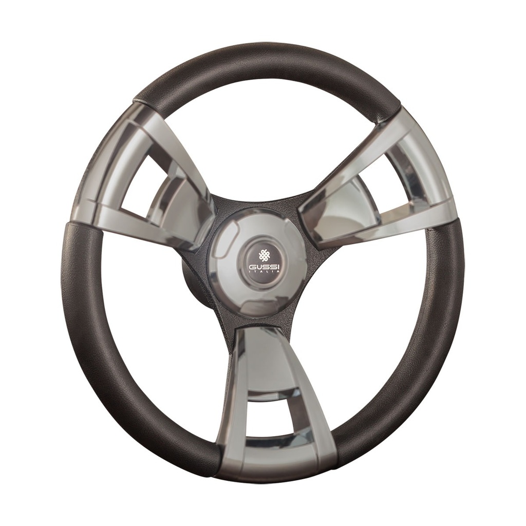 [271232-BLA] GUSSI MODEL 13 STEERING WHEEL BRUSHED 3 SPOKES 350MM BLACK (271232)