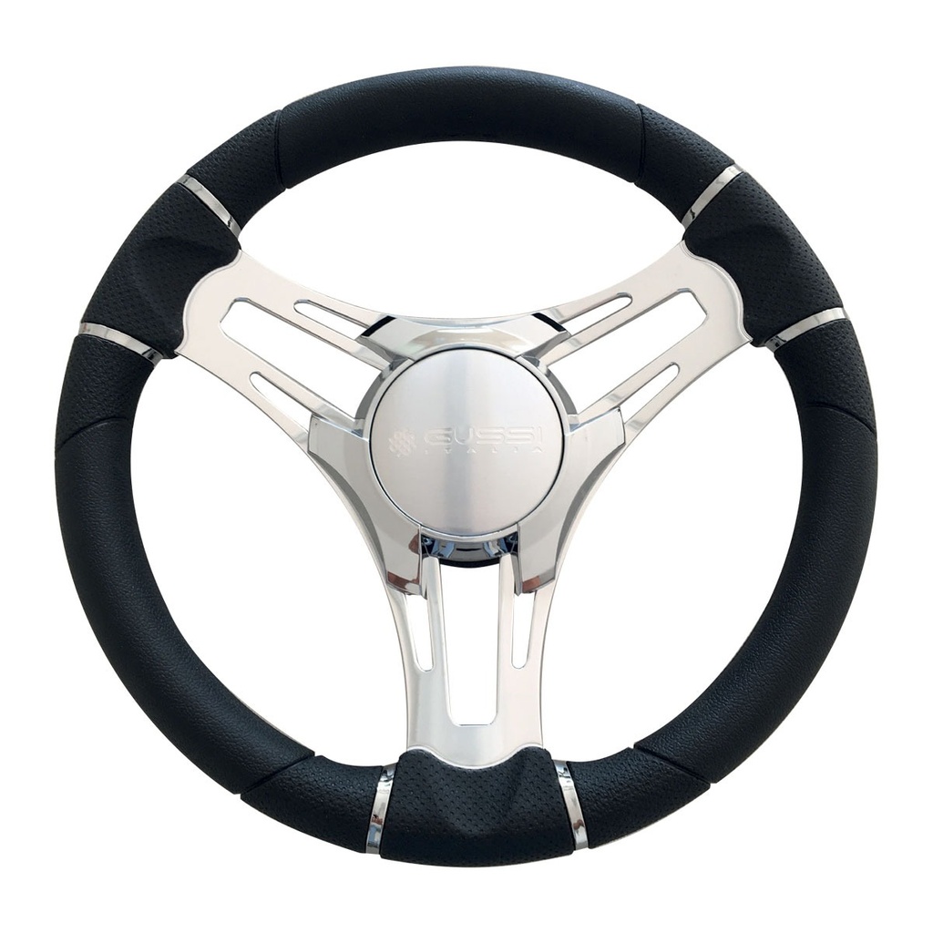 [271236-BLA] GUSSI STEERING WHEEL VERONA POLISHED 3 SPOKE 350MM BLACK (271236)