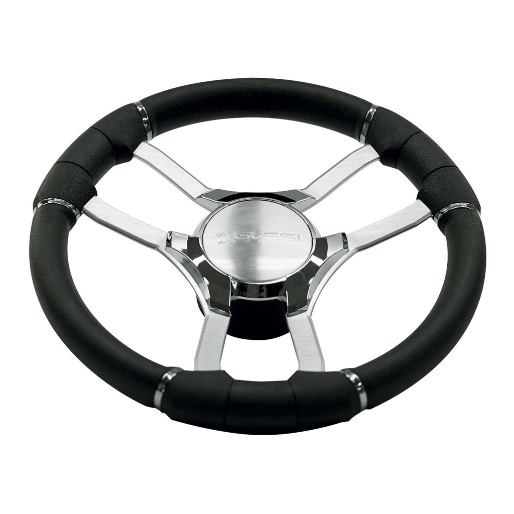 [271240-BLA] GUSSI STEERING WHEEL MALERA POLISHED 3 SPOKE 350MM BLACK (271240)