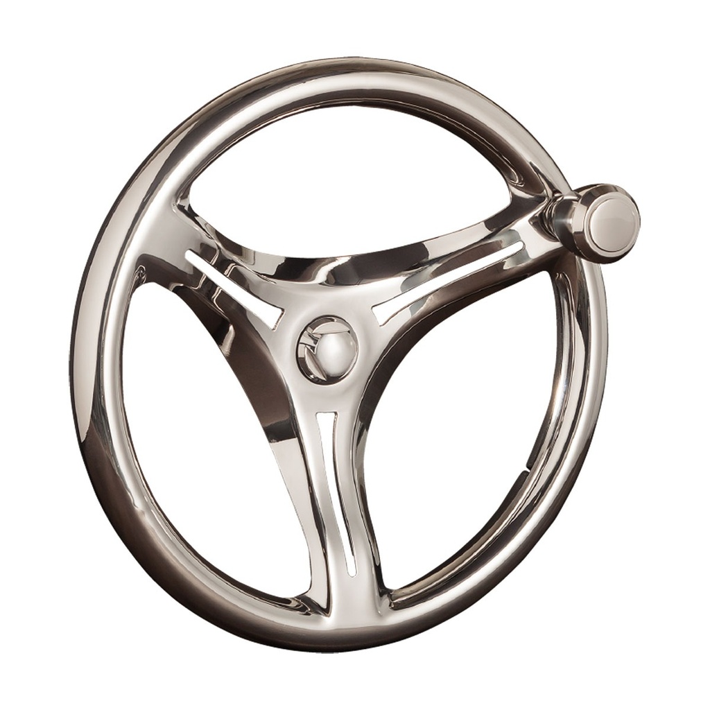 [271264-BLA] GUSSI ROCOLO STEERING WHEEL WITH KNOB S/STEEL 3 SPOKE 350MM (271264)