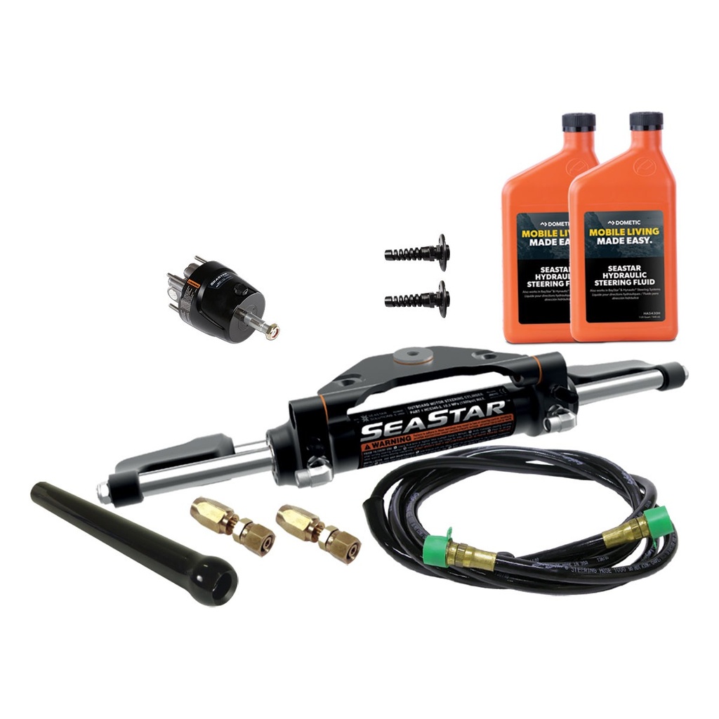 [291599-BLA] SEASTAR FRONT MOUNT REUSEABLE B/HEAD O/BOARD HOSE STEER KIT (291599)