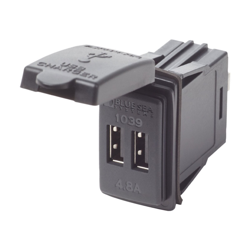 [BS-1039-BLA] BLUE SEA 12/24V DUAL USB 4.8A CHARGER CONTURA MOUNT (BS-1039)