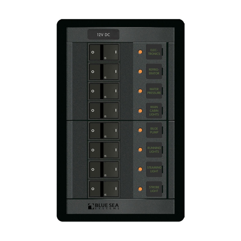 [BS-1200-BLA] BLUE SEA 360° DC CIRCUIT BREAKER PANEL 8 POSITION 12V (BS-1200)