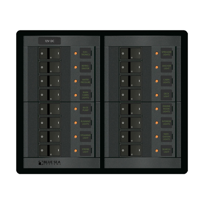 [BS-1222-BLA] BLUE SEA 360° DC CIRCUIT BREAKER PANEL 16 POSITION 12V (BS-1222)