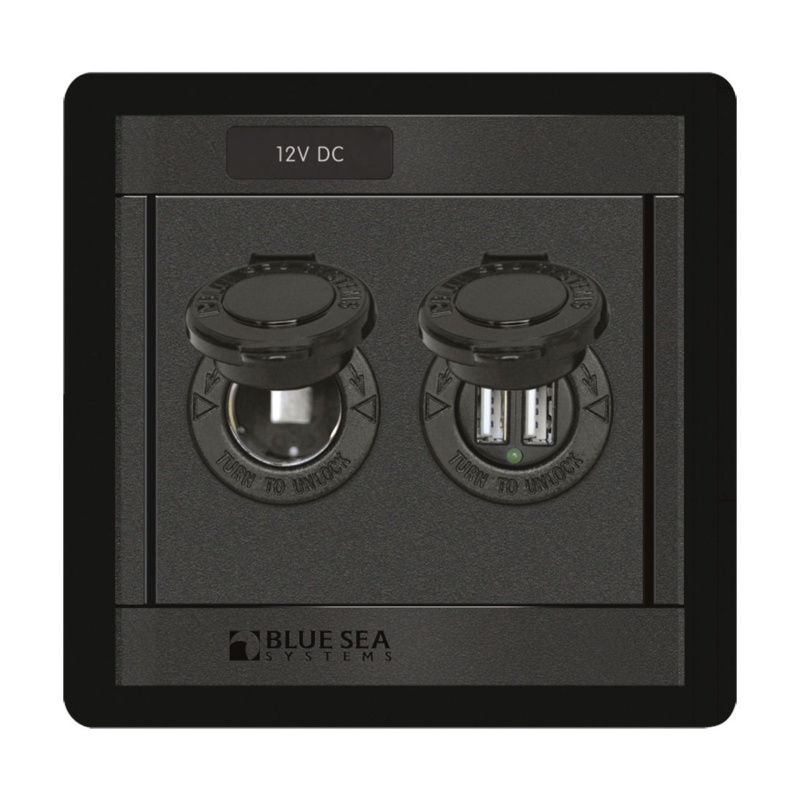[BS-1478B-BLA] BLUE SEA 360° PANEL 1X 12V SOCKET 1 X DUAL USB (BS-1478B)