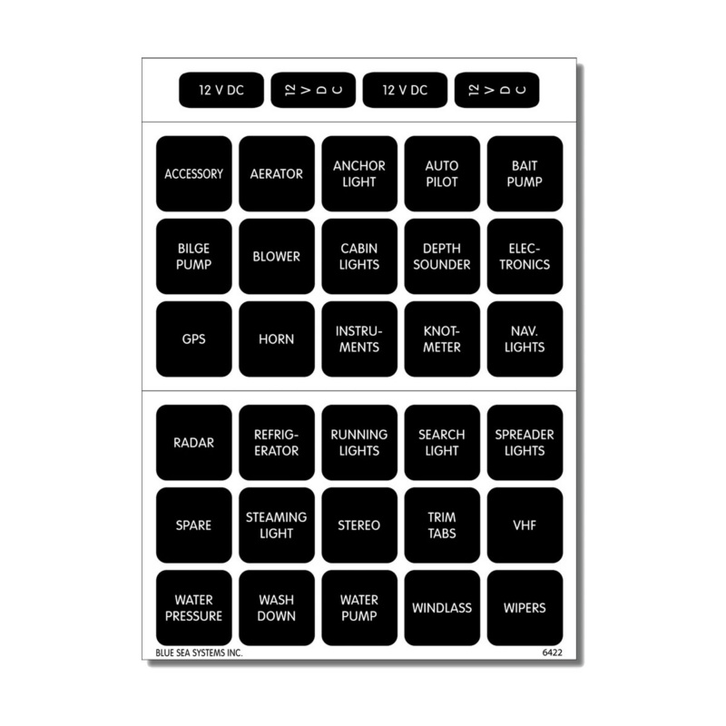 [BS-4215-BLA] BLUE SEA SQUARE FORMAT LABEL KIT 30 LABELS (BS-4215)