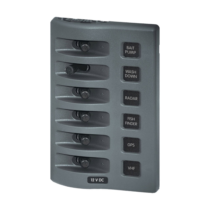 BLUE SEA WEATHERDECK SWITCH PANEL 6 POSITION BULK NO FUSE (BS-4307B)