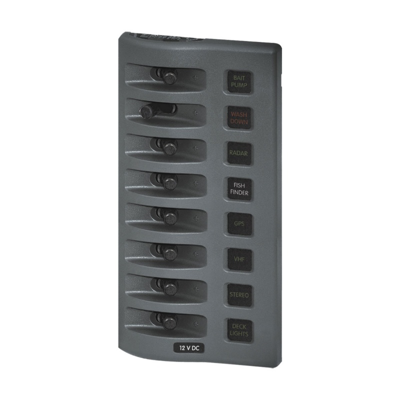 [BS-4309-BLA] BLUE SEA WEATHERDECK SWITCH PANEL 8 POSITION NO FUSE (BS-4309)