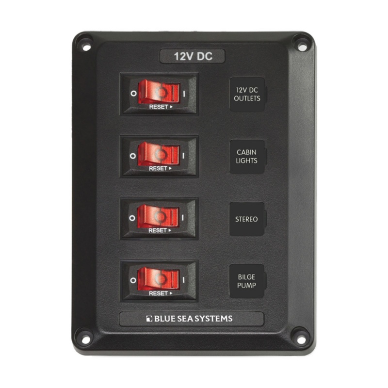 [BS-4350-BLA] BLUE SEA BELOWDECK CIRCUIT BREAKER SWITCH PANEL 4 GANG (BS-4350)