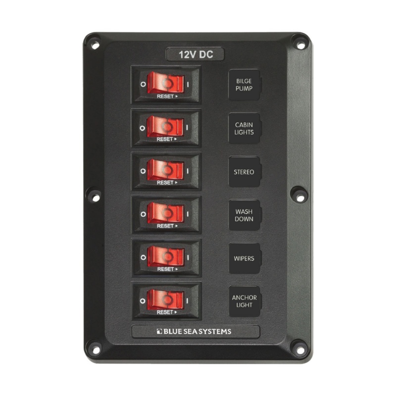 [BS-4352-BLA] BLUE SEA BELOWDECK CIRCUIT BREAKER SWITCH PANEL 6 GANG (BS-4352)