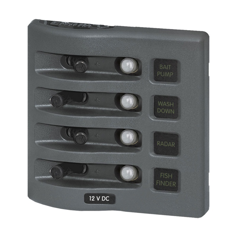 [BS-4374-BLA] BLUE SEA WEATHERDECK SWITCH PANEL 4 POSITION CIRCUIT BREAKER (BS-4374)