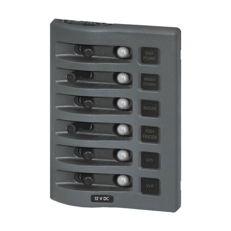 [BS-4376-BLA] BLUE SEA WEATHERDECK SWITCH PANEL 6 POSITION CIRCUIT BREAKER (BS-4376)