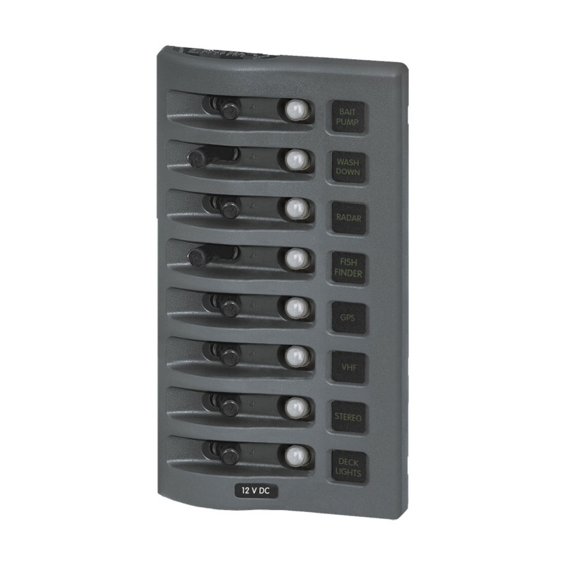 [BS-4378-BLA] BLUE SEA WEATHERDECK SWITCH PANEL 8 POSITION CIRCUIT BREAKER (BS-4378)