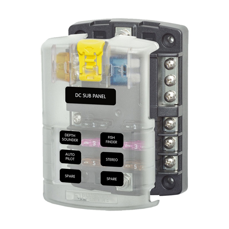 [BS-5025-BLA] BLUE SEA ST-BLADE FUSE BLOCK 6 CIRCUIT W/ BUS & COVER (BS-5025)