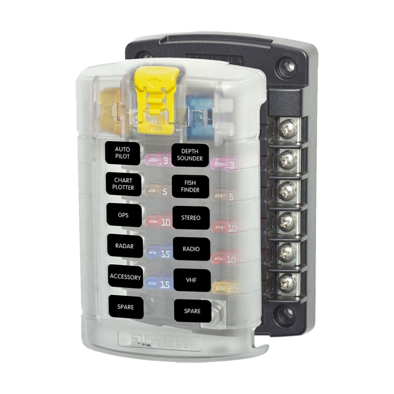 [BS-5029-BLA] BLUE SEA ST-BLADE FUSE BLOCK 12 CIRCUIT W/ COVER (BS-5029)