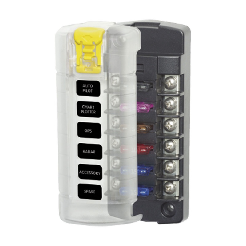[BS-5035-BLA] BLUE SEA ST-BLADE FUSE BLOCK 6 INDEPENDENT CIRCUIT W/COVER (BS-5035)