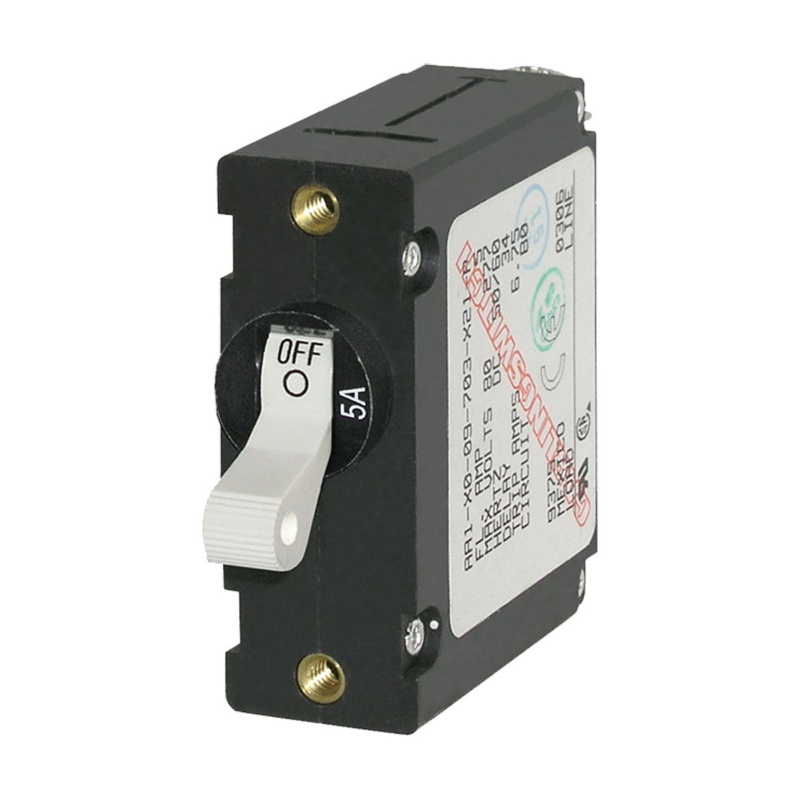 [BS-7202-BLA] BLUE SEA A-SERIES TOGGLE CIRCUIT BREAKER 5A SINGLE POLE WHT (BS-7202)