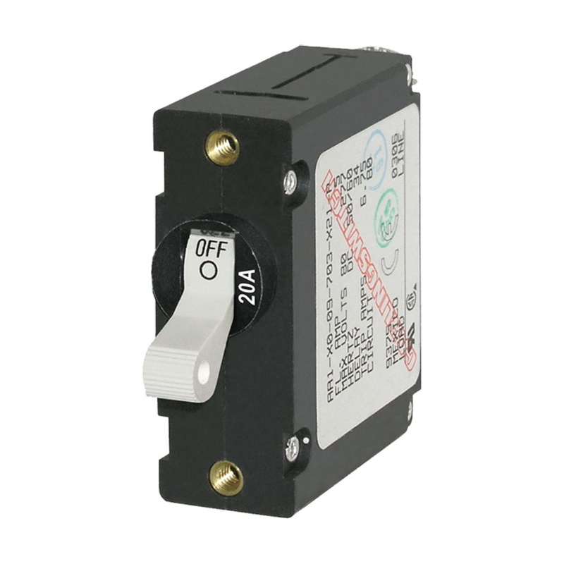 [BS-7214-BLA] BLUE SEA A-SERIES TOGGLE CIRCUIT BREAKER 20A SINGLE POLE WHT (BS-7214)