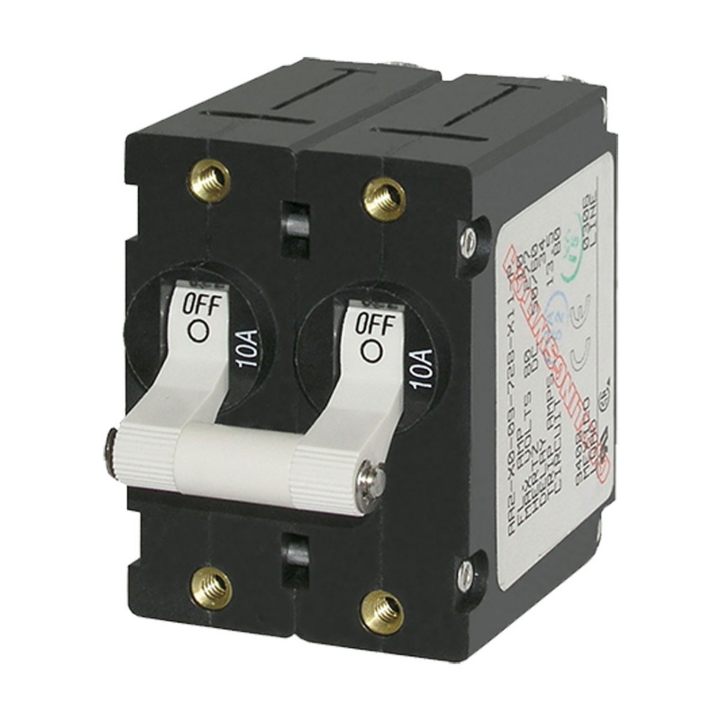 [BS-7233-BLA] BLUE SEA A-SERIES TOGGLE CIRCUIT BREAKER 10A DOUBLE POLE WHT (BS-7233)